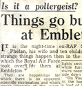 Newspaper cutting about a poltergeist in Embleton